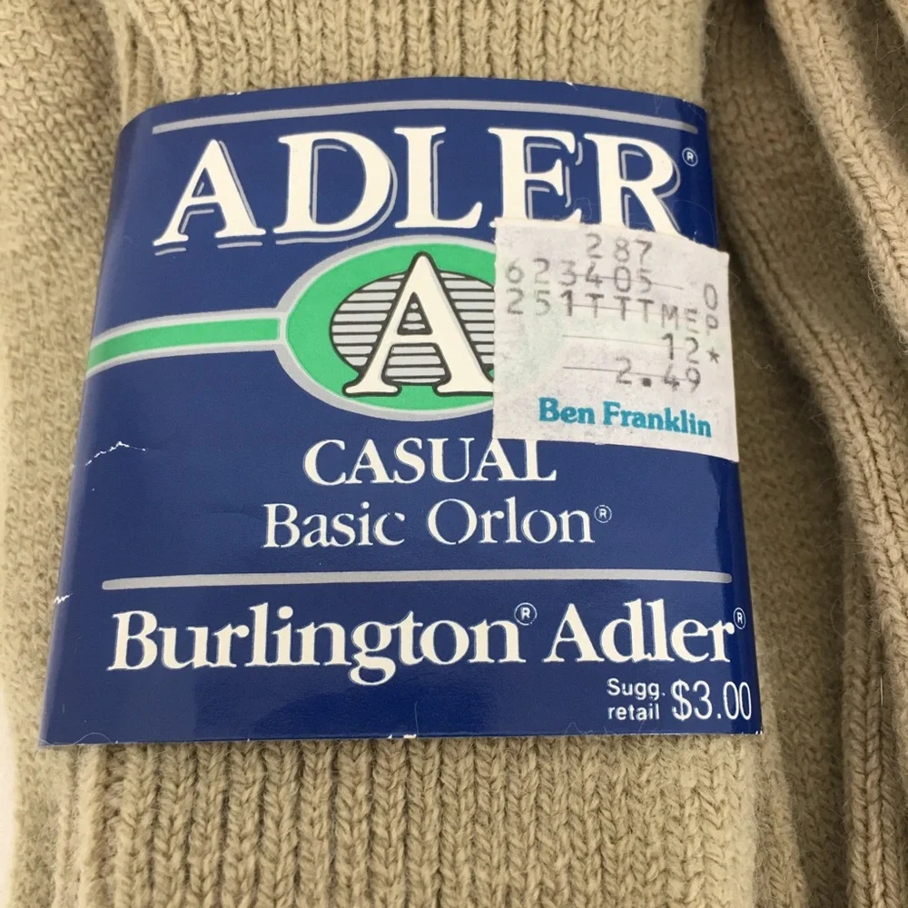 Vintage Burlington Adler Casual Orlon Beige Ribbed Socks Set of 4 NEW Deadstock